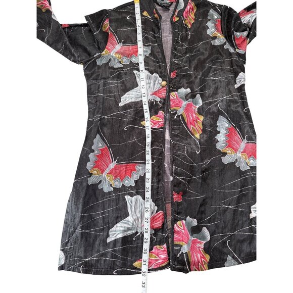 Citron Santa Monica Jacket Butterfly Black Red Gray Kimono Top Womens Size S - Picture 7 of 9